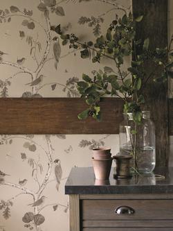 Sanderson Woodland Chorus Wallpaper - view 2, Sepia / Neutral Dwow215704
