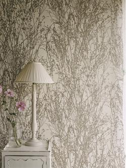 Sanderson Meadow Canvas Wallpaper - view 2, Gilver / Linen Dwow215693
