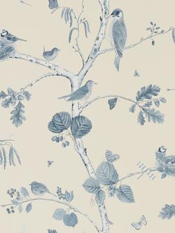 Sanderson Woodland Chorus Wallpaper, Indigo / Ecru Dwow215705