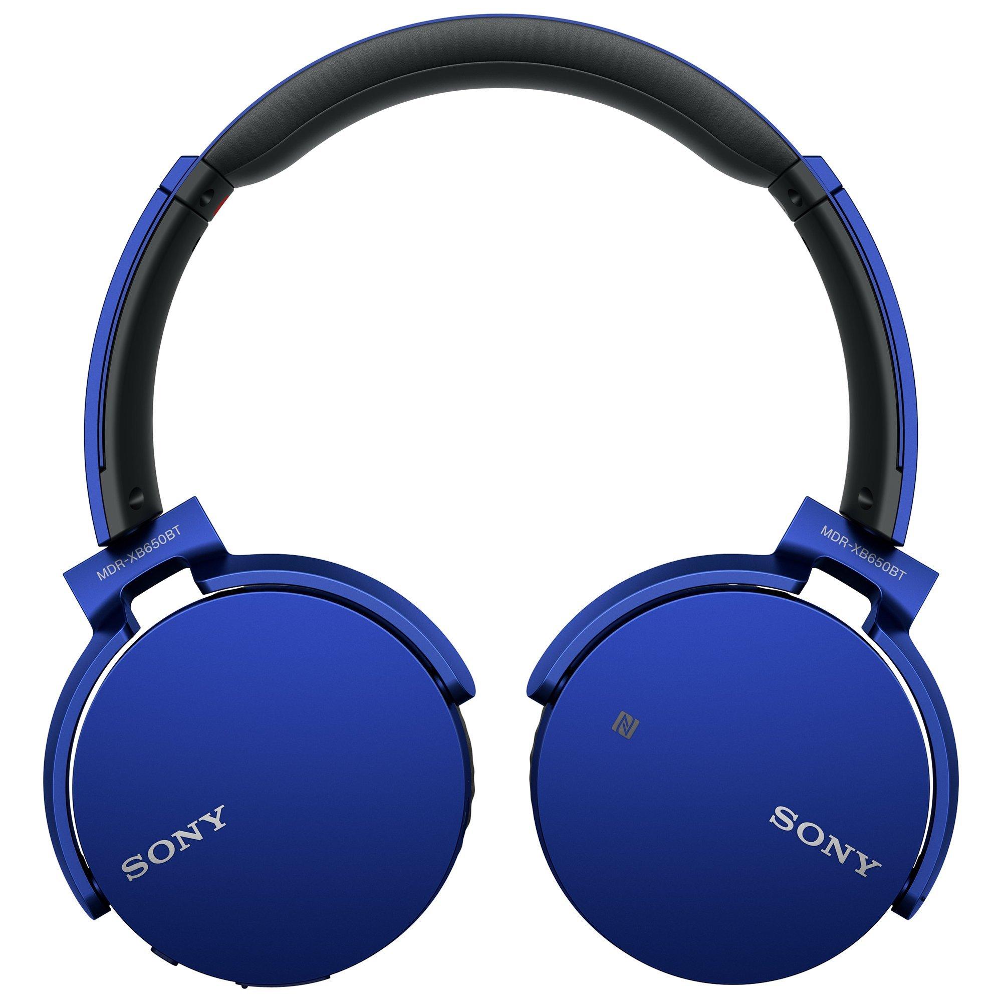 Sony MDR-XB650BT Extra Bass On-Ear Headphones with Bluetooth, Blue