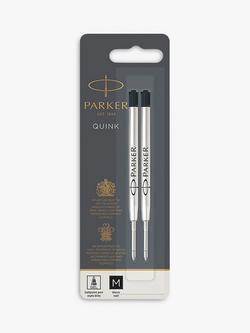 PARKER Quink Ballpoint Pen Medium Gel Refill, Set of 2, Black, Black