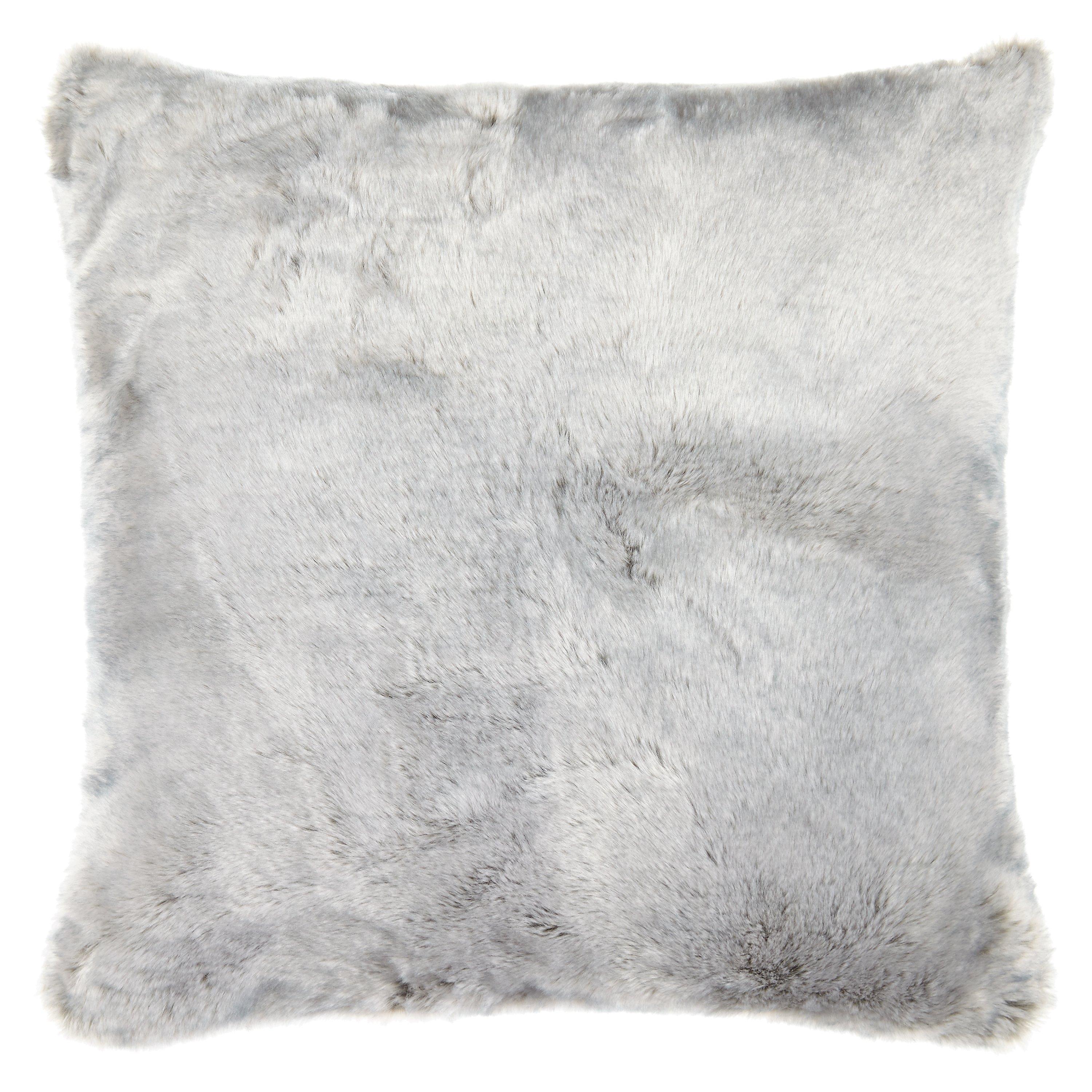 John Lewis Soft Faux Fur Large Cushion Grey