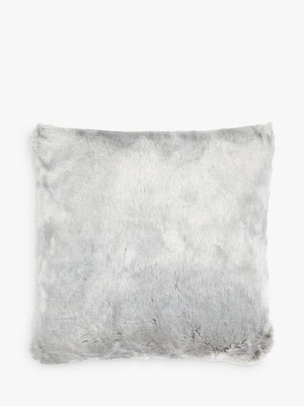 John Lewis Faux Fur Cushion, Grey