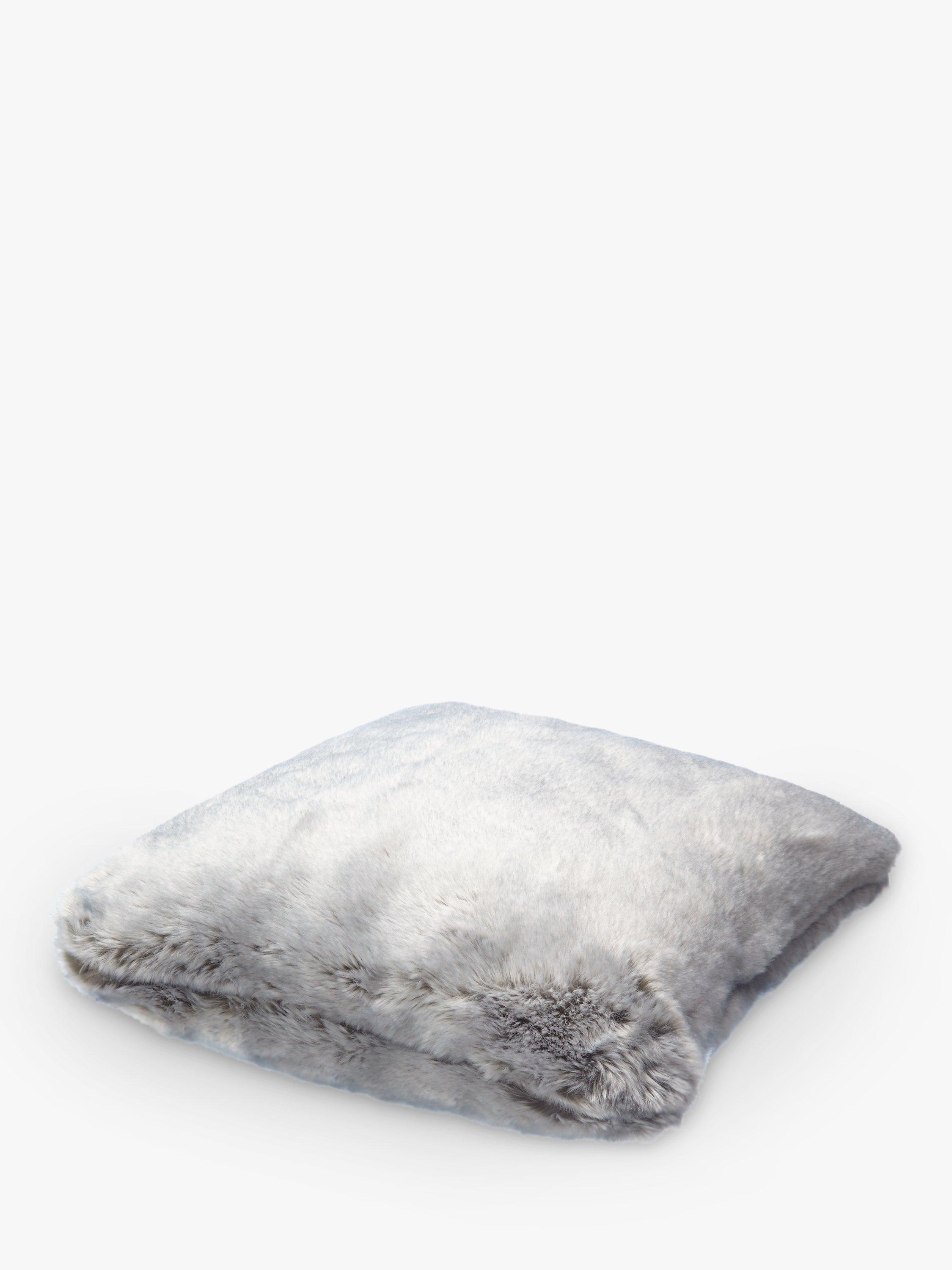 John Lewis Faux Fur Cushion Ice Grey