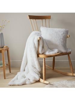 John Lewis Faux Fur Cushion - view 2, White