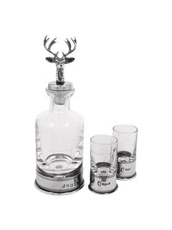English Pewter Company Stag Mini Decanter & Glass Set, Pewter