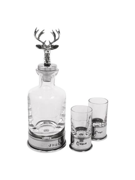 English Pewter Company Stag Mini Decanter & Glass Set, Pewter