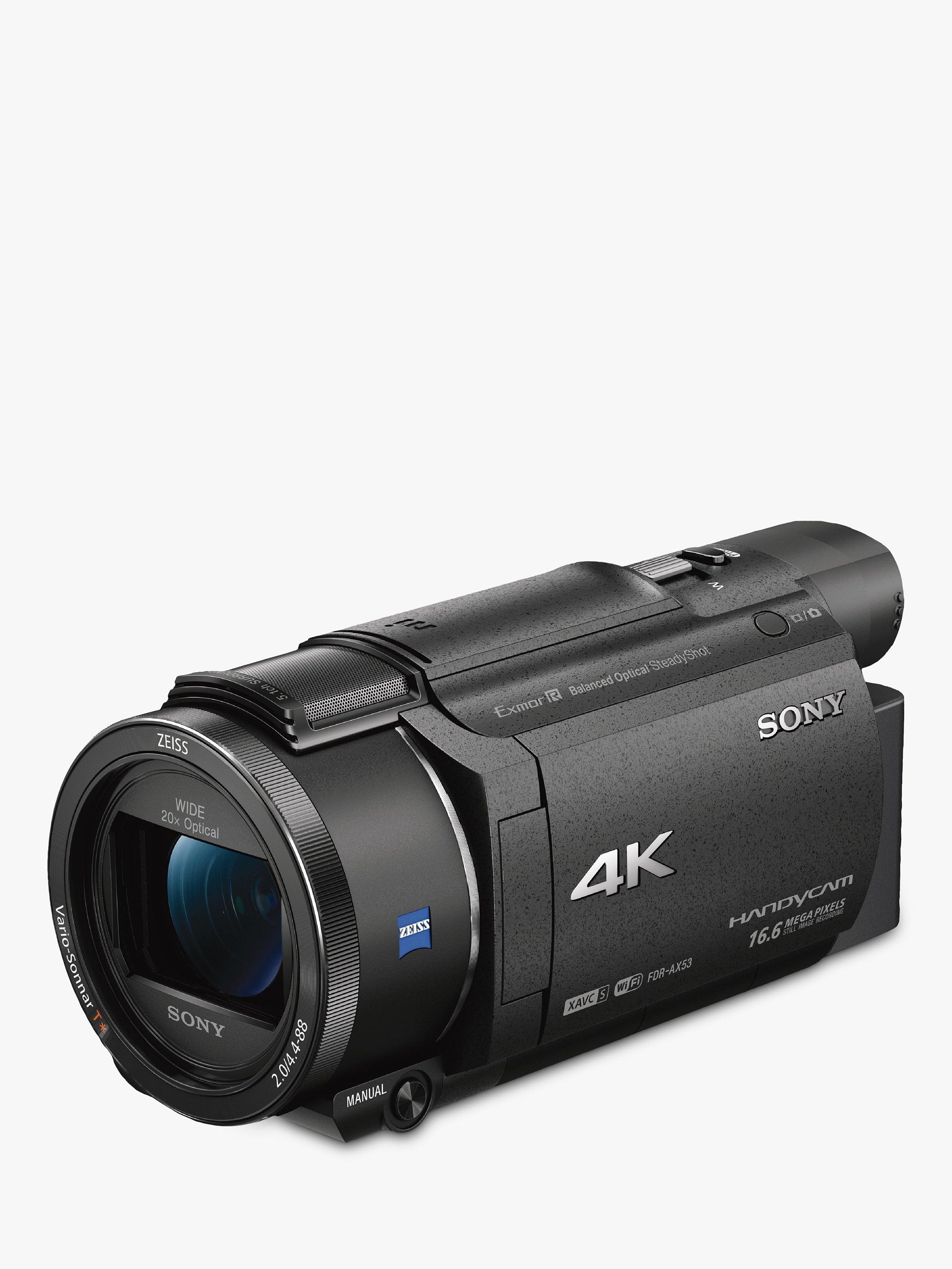 Sony FDR-AX53 Handycam with 4K Ultra-HD, Balanced Optical SteadyShot, 8.29MP, 20x Optical Zoom, NFC, Wi-Fi, 3" WhiteMagic LCD Screen, Black