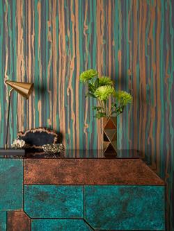 Cole & Son Strand Wallpaper - view 2, Teal / Gold 107/7036