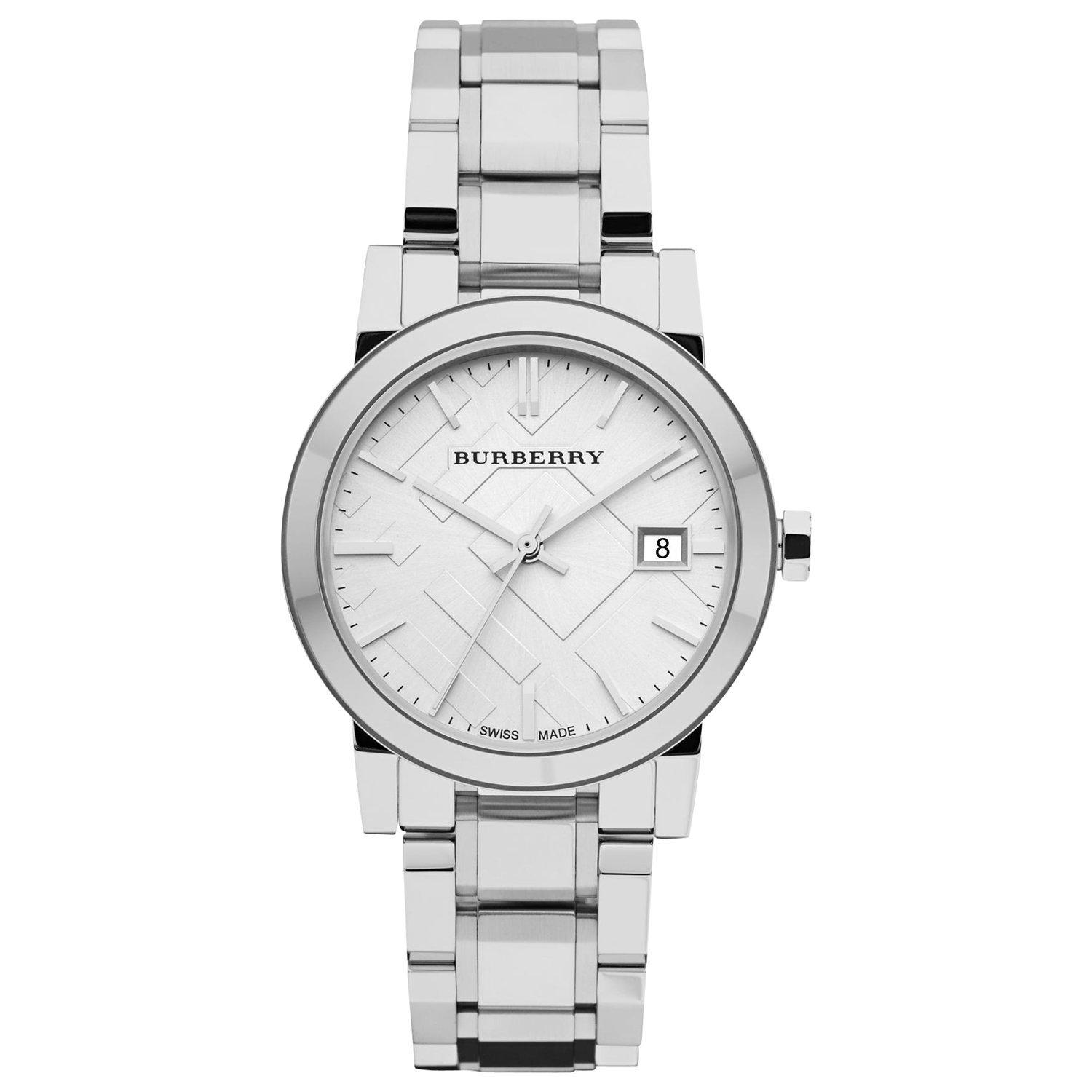 Burberry BU9100 Women s The City Date Bracelet Strap Watch Silver