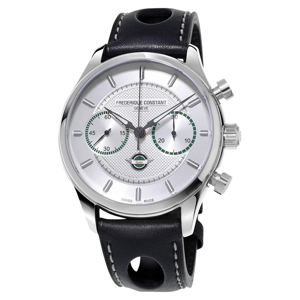 Frédérique Constant FC-397HS5B6 Men's Vintage Rally Healey Chronograph Leather Strap Watch, Black/Silver