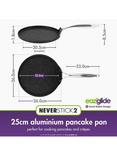 Eaziglide Neverstick2 Aluminum Non-Stick Pancake Pan, 25cm, Black