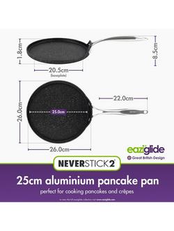 Eaziglide Neverstick2 Aluminum Non-Stick Pancake Pan, 25cm, Black - view 2, Black