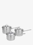 John Lewis Classic Stainless Steel Lidded Saucepan Set, 3 Piece