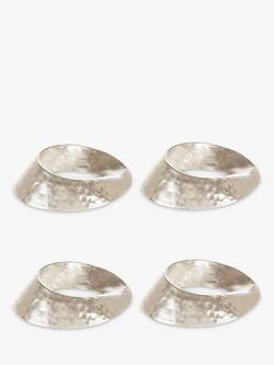 John Lewis Swirl Napkin Rings, Set of 4, Silver, Silver