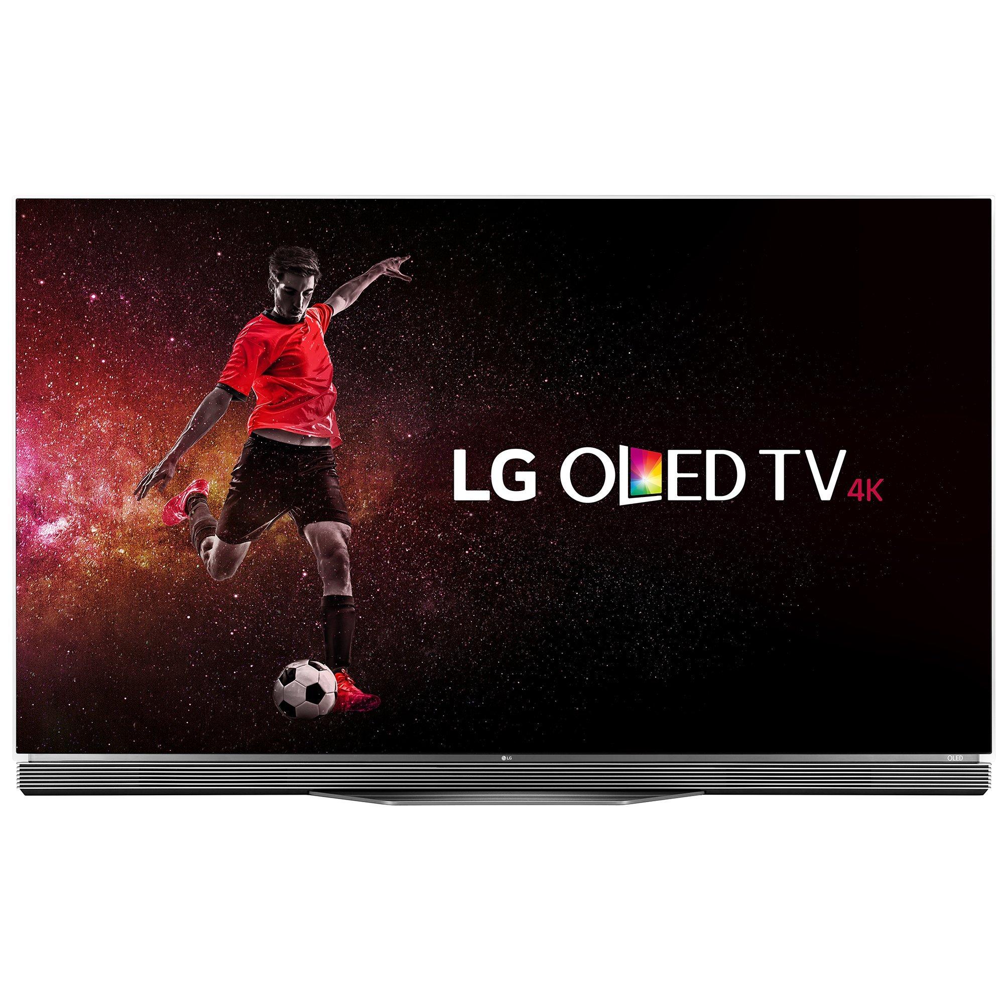 LG OLED65E6V OLED HDR 4K Ultra HD 3D Smart TV, 65" with Freeview HD, Harman / Kardon Soundbar Stand, Picture-On-Glass Design & 2 x 3D Glasses, UHD Premium