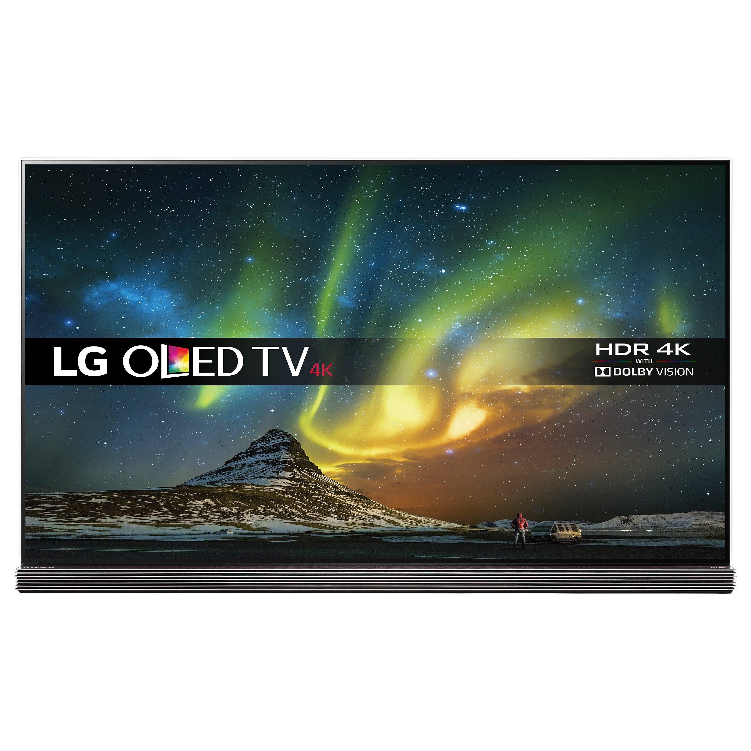 LG OLED65G6V Signature OLED HDR 4K Ultra HD 3D Smart TV, 65" with Freeview HD/Freesat HD, Harman / Kardon Soundbar Stand, Picture-On-Glass Design & 2 x 3D Glasses, UHD Premium