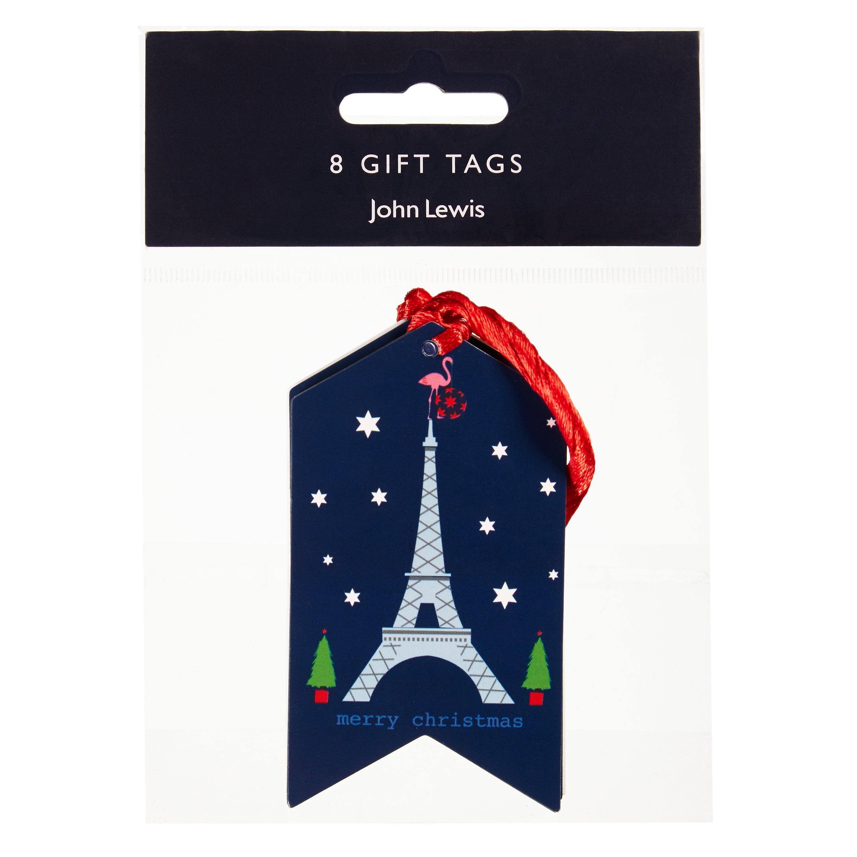 John Lewis & Partners Grand Tour Christmas Gift Tags, Navy, Pack of 8