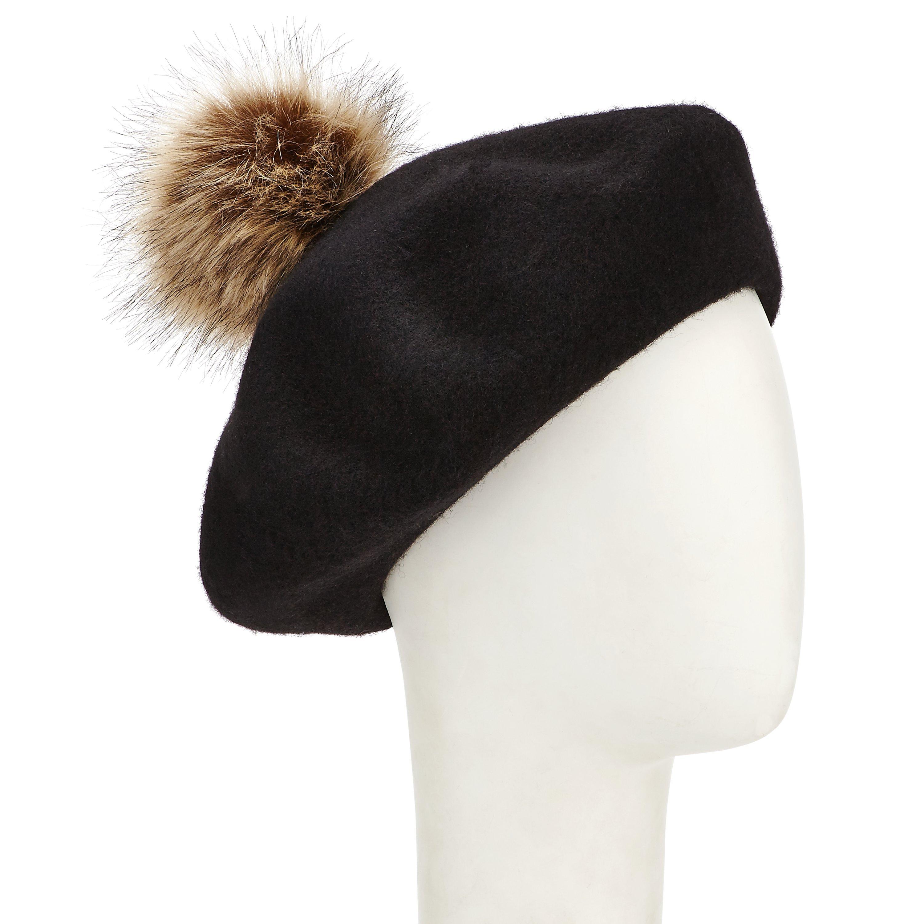 John Lewis Faux Fur Pom Pom Beret