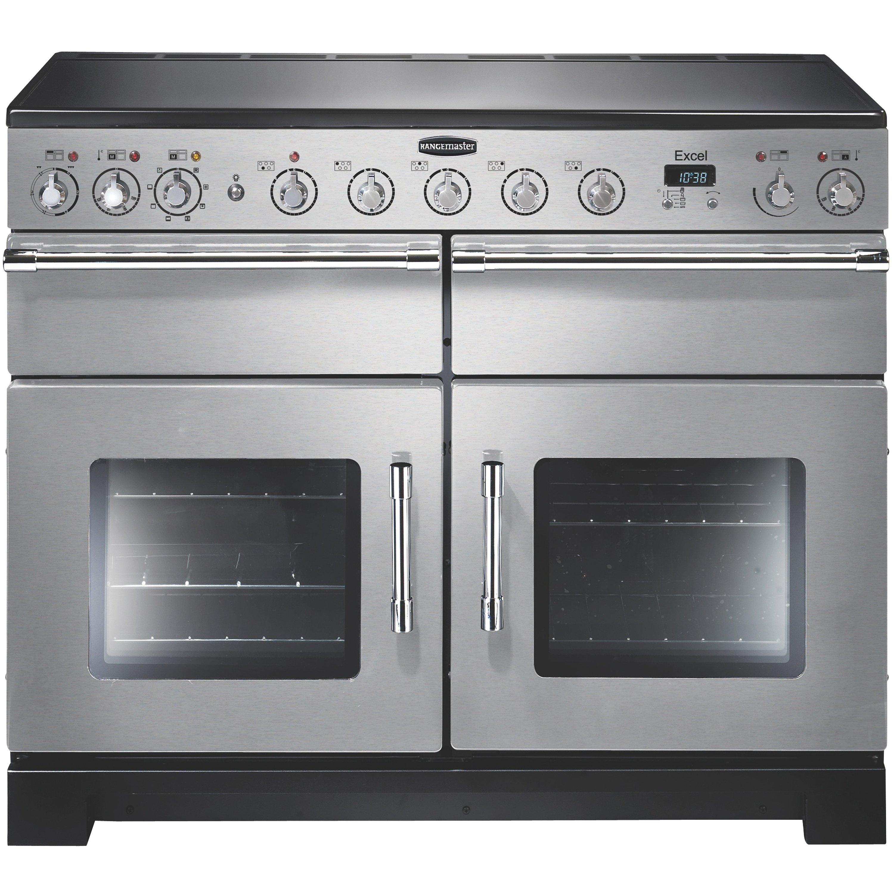 Rangemaster Excel 110 Electric Induction Range Cooker, Stainless Silver/Chrome Trim