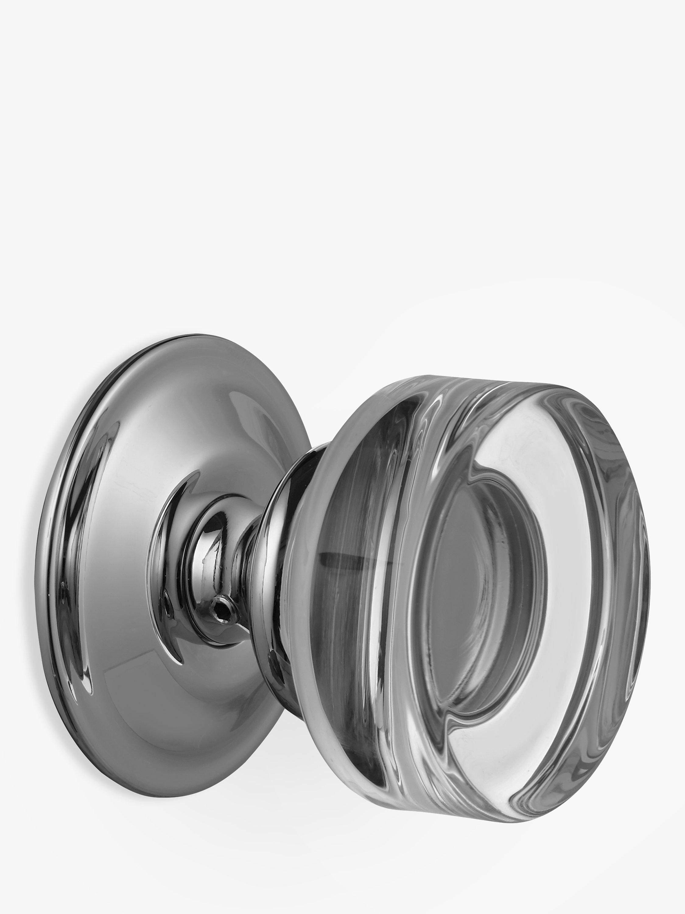 John Lewis Curve Glass Mortice Knob, Pair, Dia.62mm