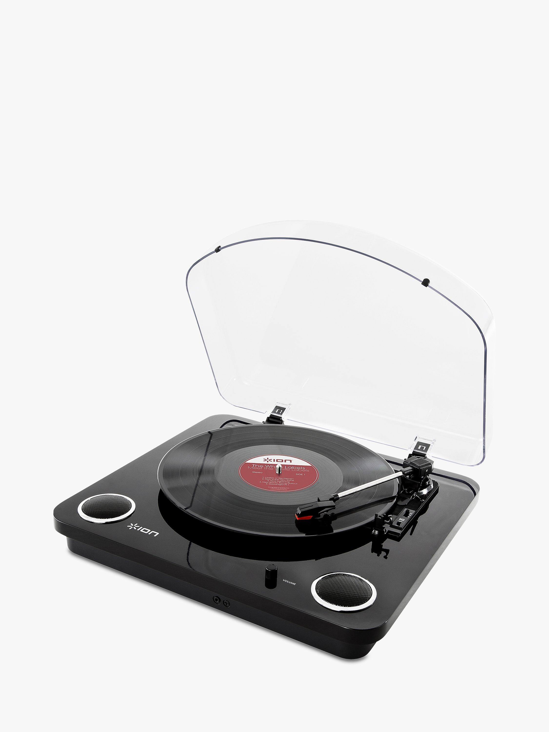 ION Max LP Three-Speed USB Turntable With Built-In Stereo Speakers, Piano Black