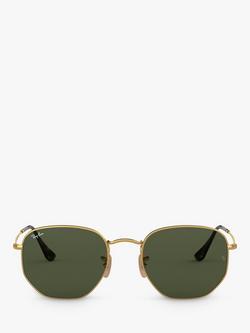 Ray-Ban RB3548 Hexagonal Flat Lens Sunglasses - view 2, Gold/Dark Green