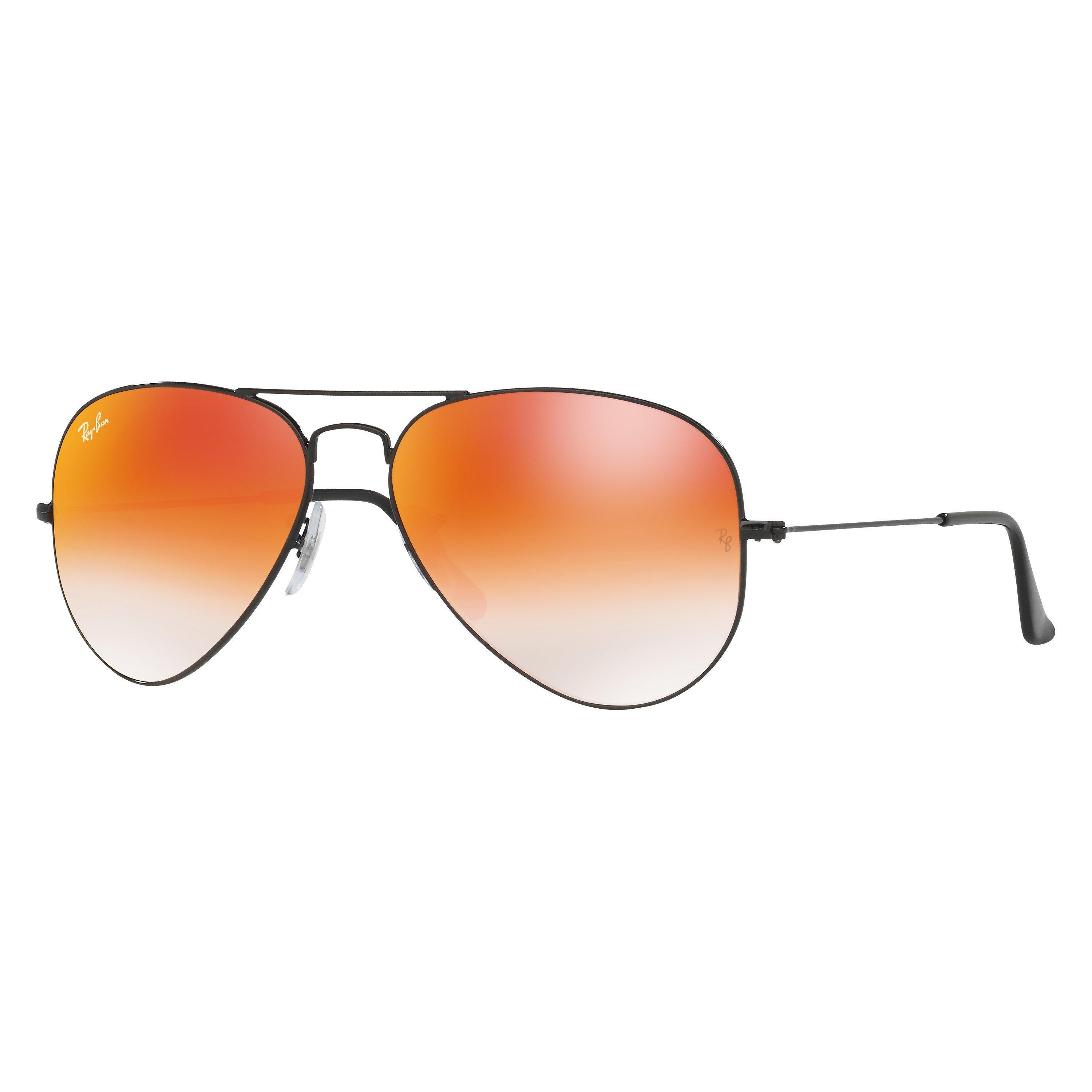 Ray-Ban RB3025 Aviator Flash Lenses Sunglasses, Black/Mirror Orange