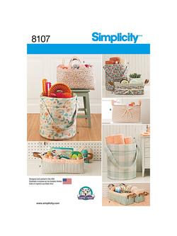 Simplicity Craft Storage Buckets Sewing Pattern, 8107, 