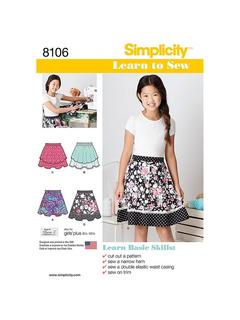 Simplicity Children's Learn To Sew Skirt Sewing Pattern, 8106, AA