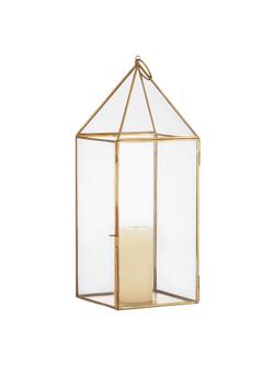 John Lewis Pyramid Lantern, Large - view 2, Gold