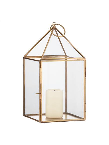 John Lewis Pyramid Lantern, Small - view 2, Gold