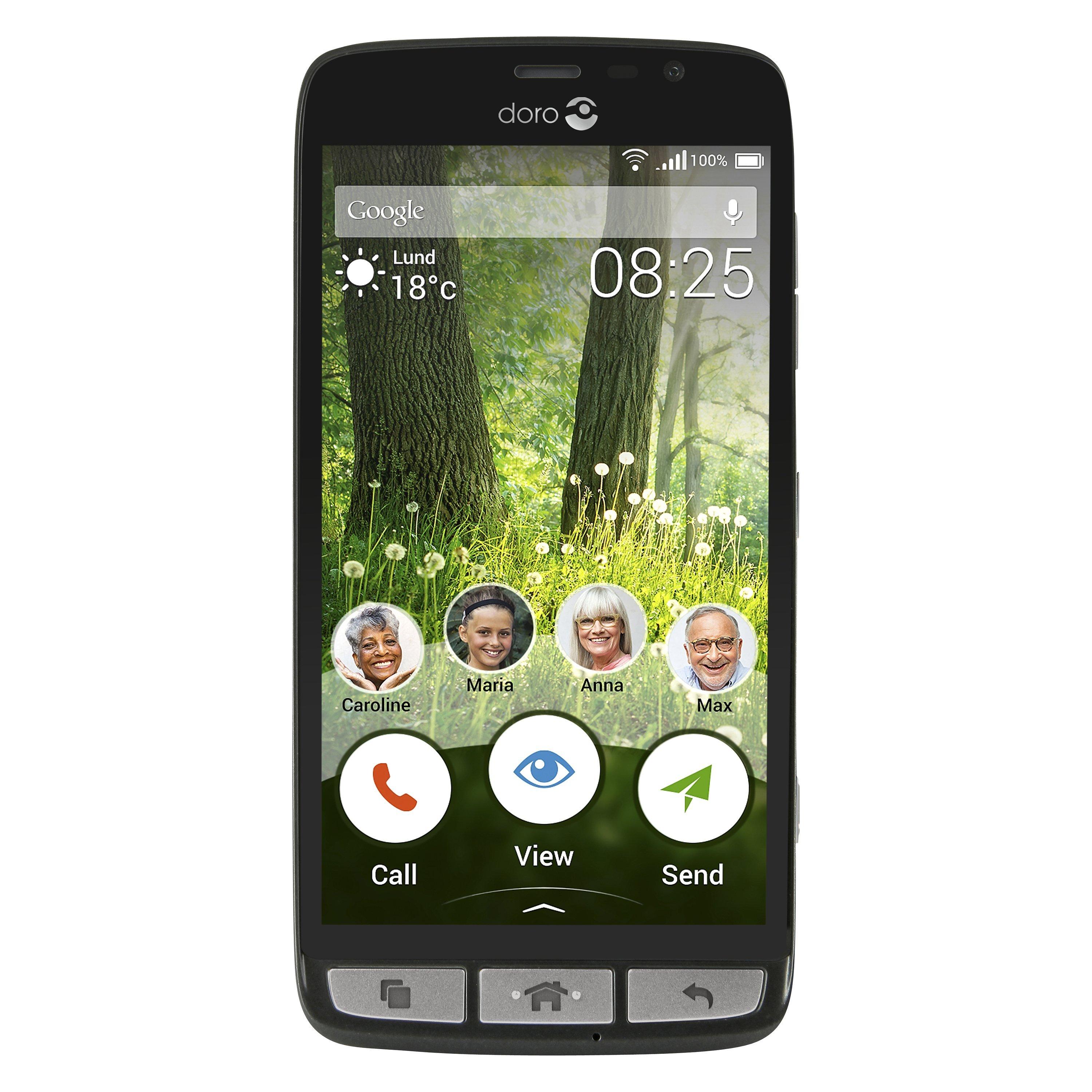 Doro Liberto 825 Smartphone, Android, 5", 4G LTE, SIM Free, 8GB, Black