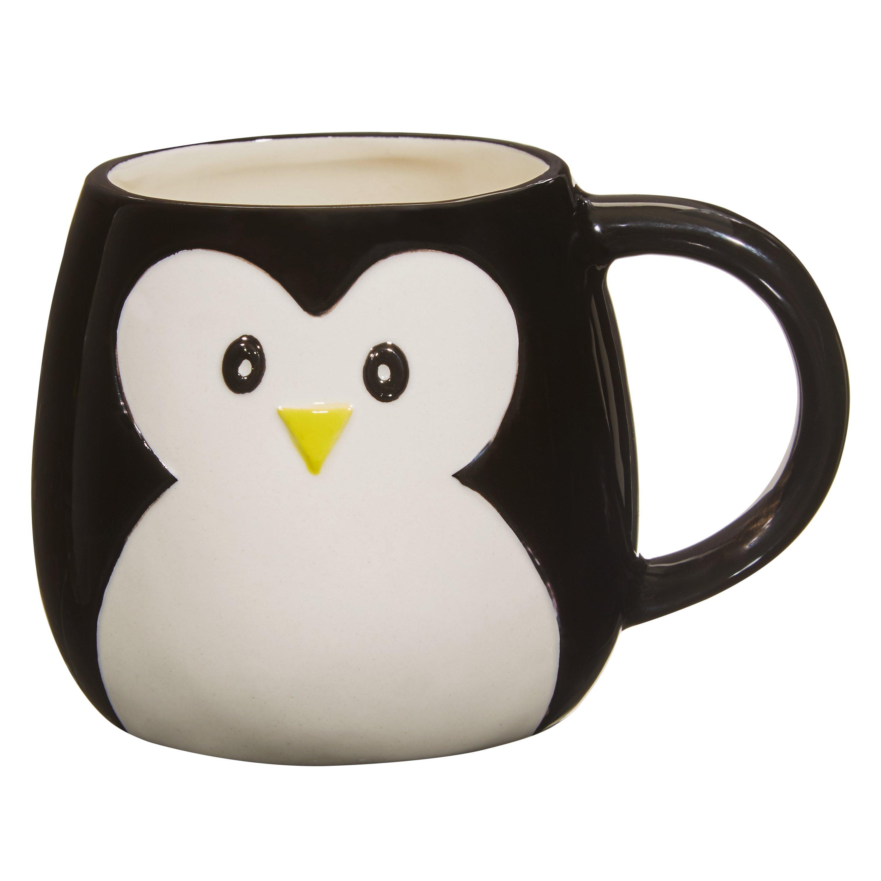 John Lewis 3D Penguin Mug, Black / White