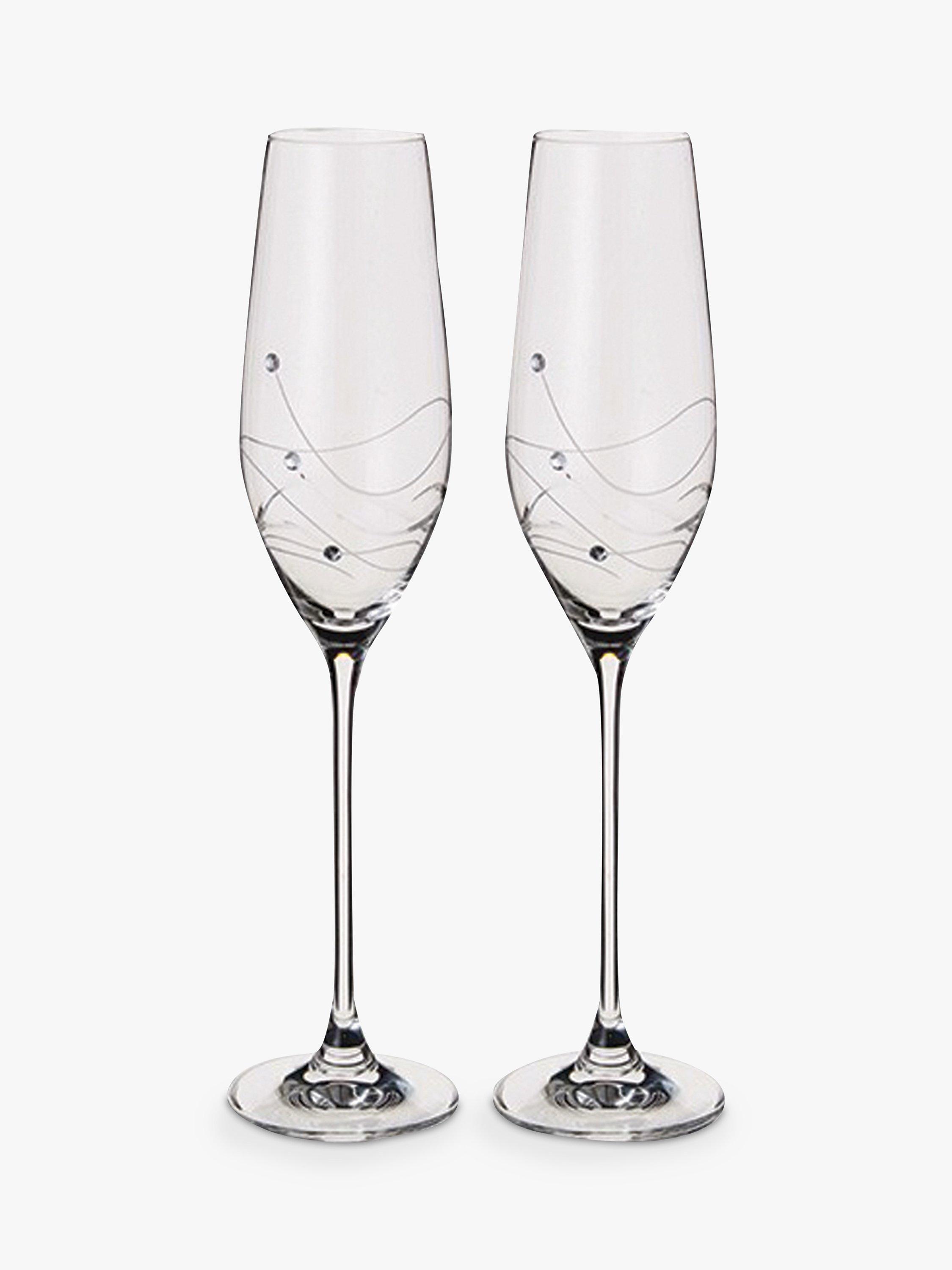 Dartington Crystal Personalised Glitz Flute, Set of 2, Palace Script Font