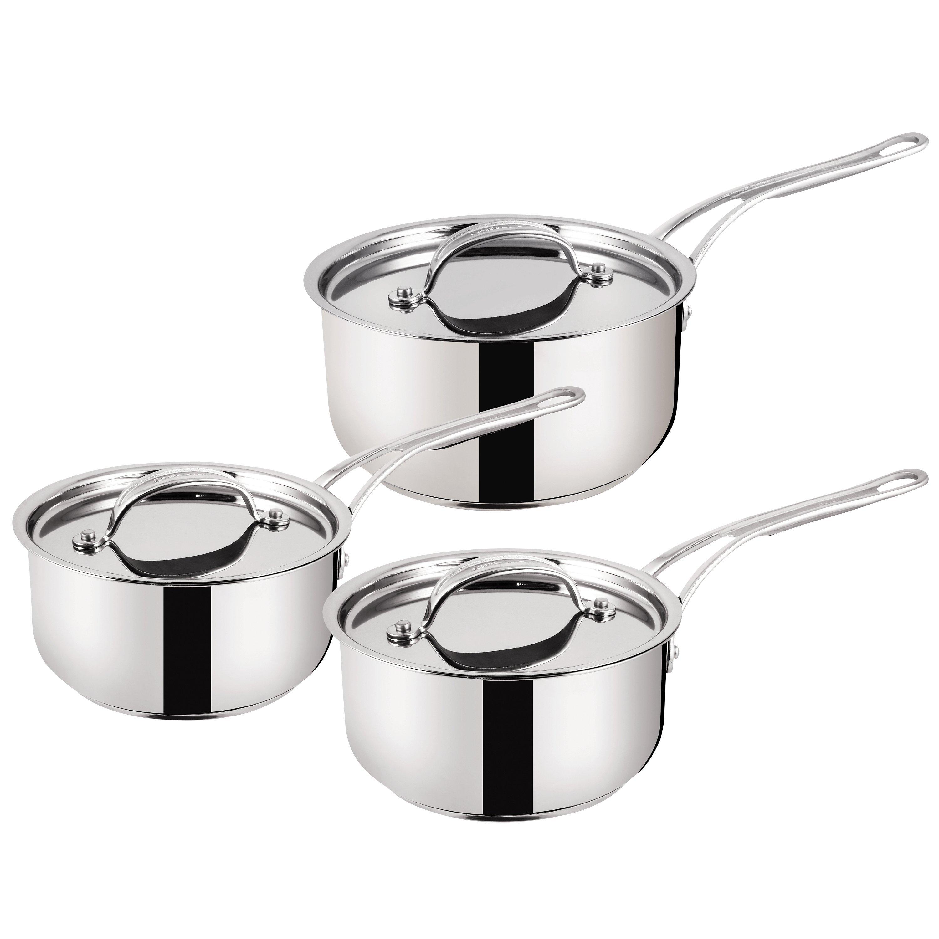 Jamie Oliver by Tefal Stainless Steel 3 Piece Saucepan Set