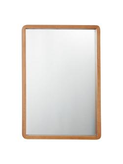 John Lewis Rounded Corners Wood Frame Wall Mirror, 54 x 79cm, Oak, Oak