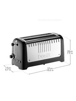 Dualit Long Slot Lite Toaster, Black/Silver - view 2, Black/Silver