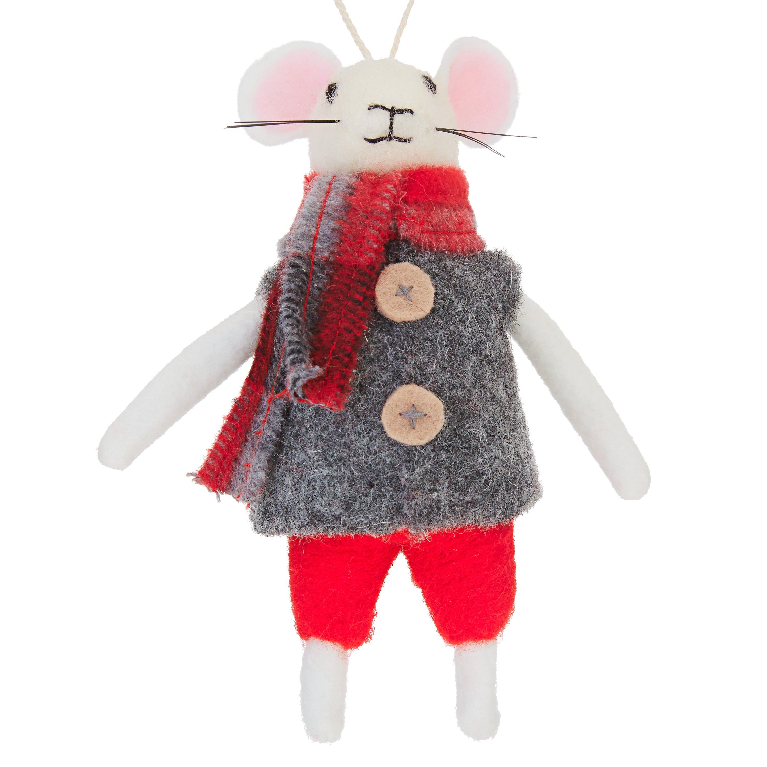 John Lewis Grand Tour Christmas Mouse Tree Decoration, Grey