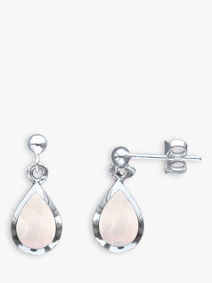 Product image 1 of 2, which shows Nina B Mother of Pearl Teardrop Earrings, Silver/White