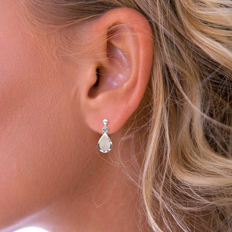 Nina B Mother of Pearl Teardrop Earrings, Silver/White