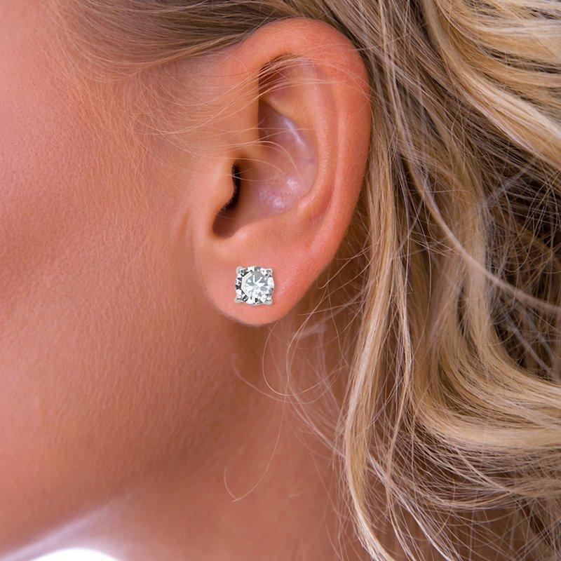 Product image 2 of 2, which shows Nina B Large Cubic Zirconia Stud Earrings, Silver