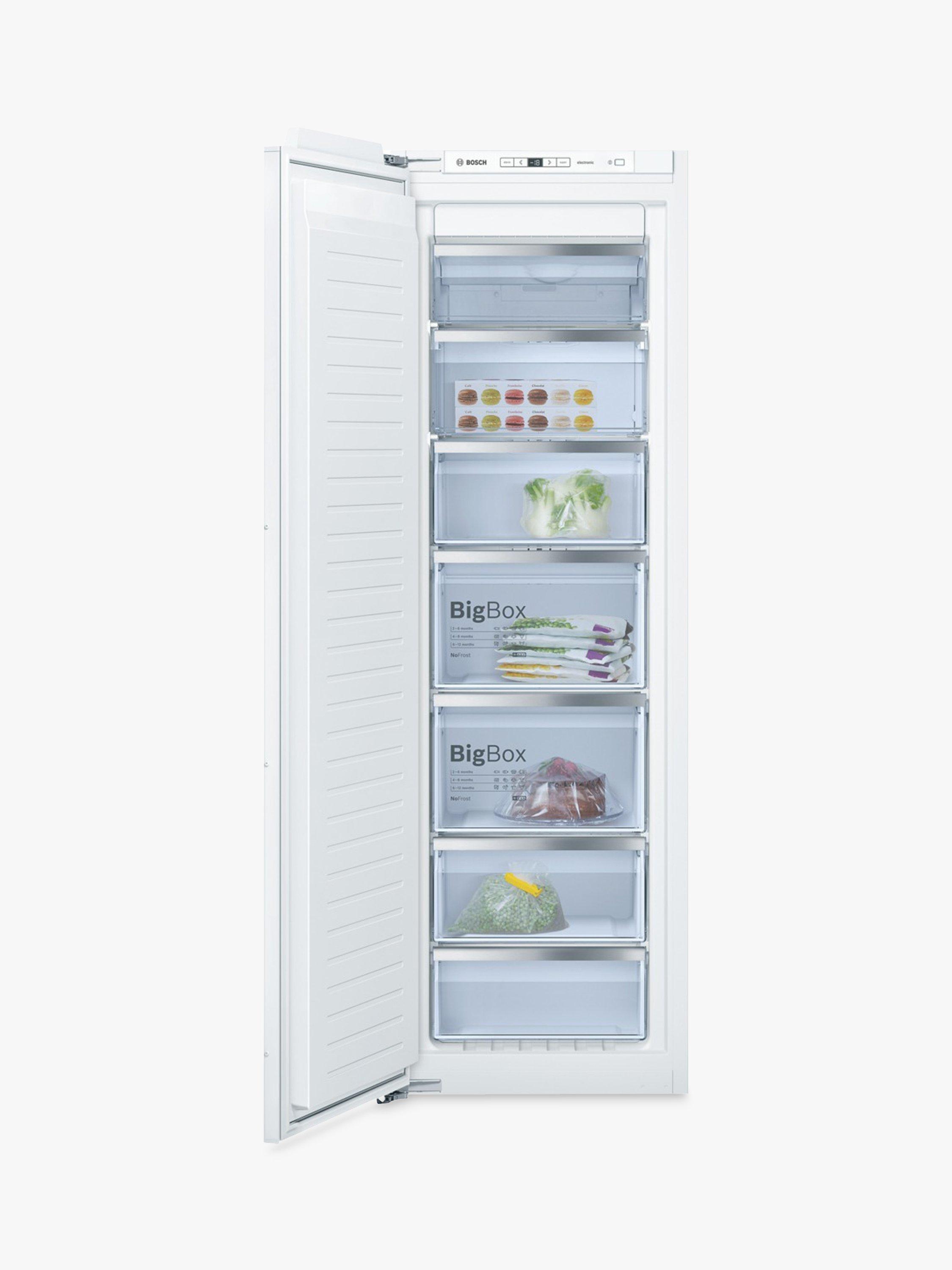 Bosch GIN81AE30G Integrated Upright Freezer, A++ Energy Rating, Frost Free, 56cm Wide, White