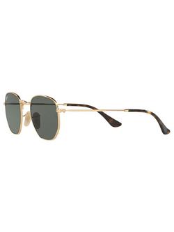 Ray-Ban RB3548 Hexagonal Flat Lens Sunglasses - view 2, Gold/Dark Green