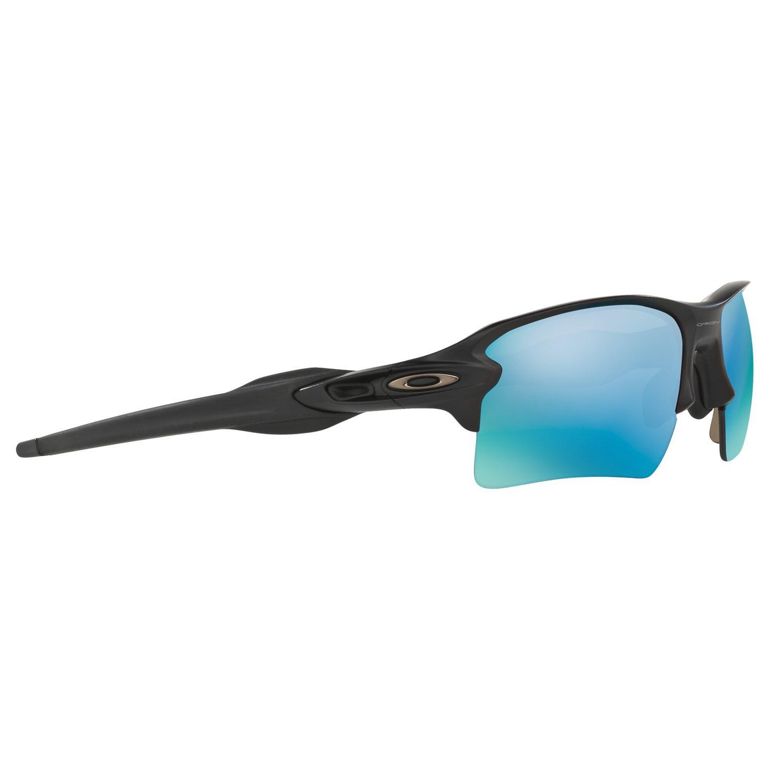 Oakley OO9188 Men's Flak 2.0 XL Prizm™ Polarised Rectangular Sunglasses, Matte Black/Deep Water