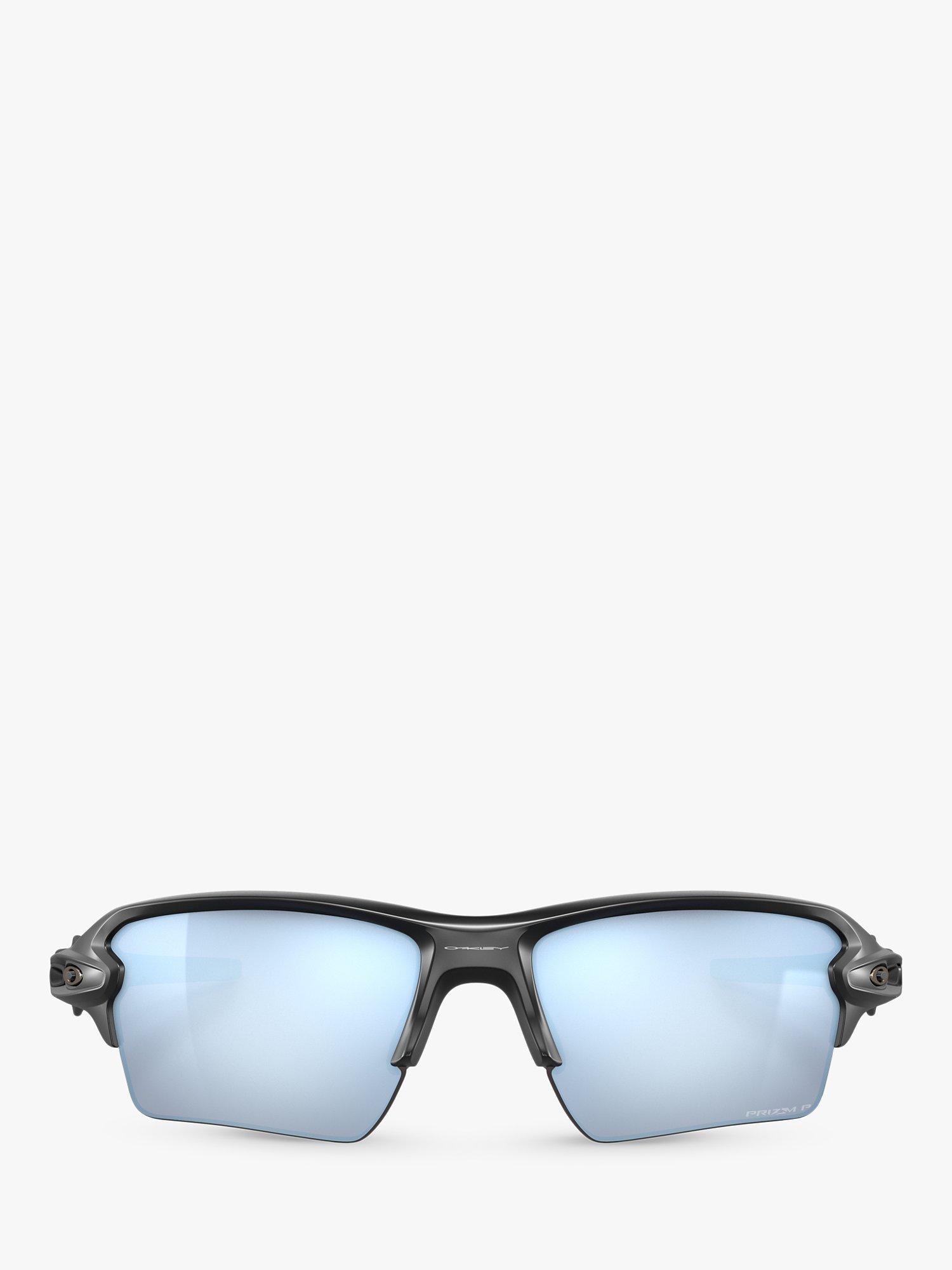 Oakley OO9188 Men's Flak 2.0 XL Prizm™ Polarised Rectangular Sunglasses, Matte Black/Deep Water