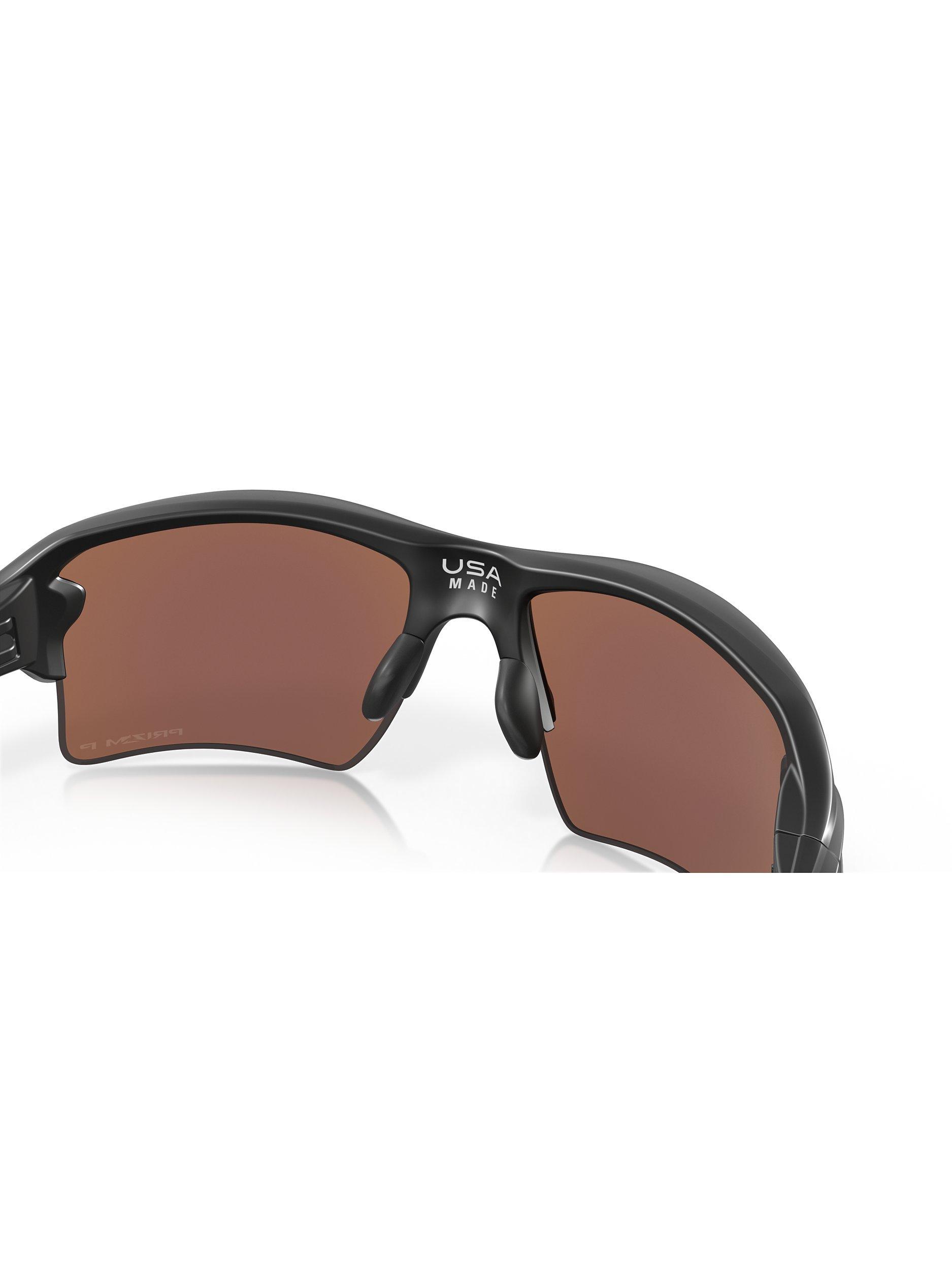 Oakley OO9188 Men's Flak 2.0 XL Prizm™ Polarised Rectangular Sunglasses, Matte Black/Deep Water