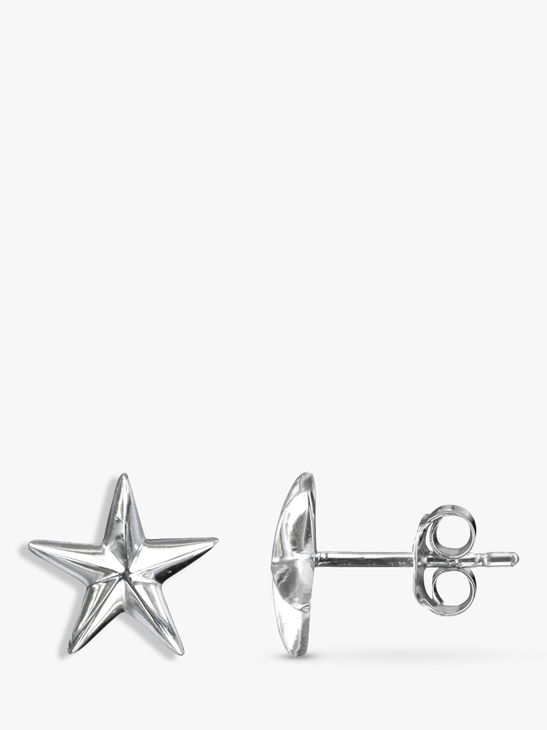 Product image 1 of 2, which shows Nina B Sterling Silver Star Stud Earrings, Silver