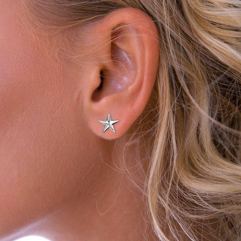 Product image 2 of 2, which shows Nina B Sterling Silver Star Stud Earrings, Silver