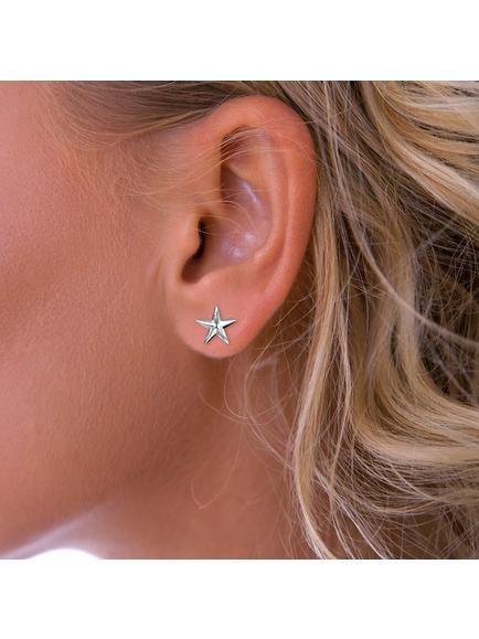 Nina B Sterling Silver Star Stud Earrings, Silver - view 2, Silver